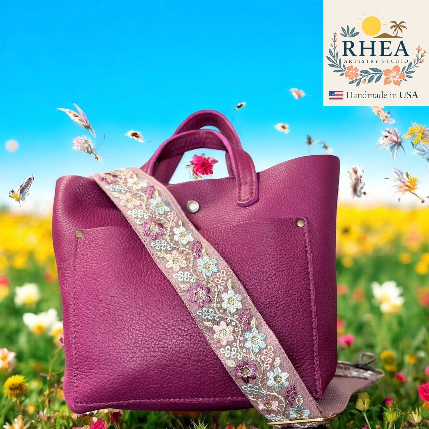 Spring Vernal | Wildflower Embroidered Bag Strap