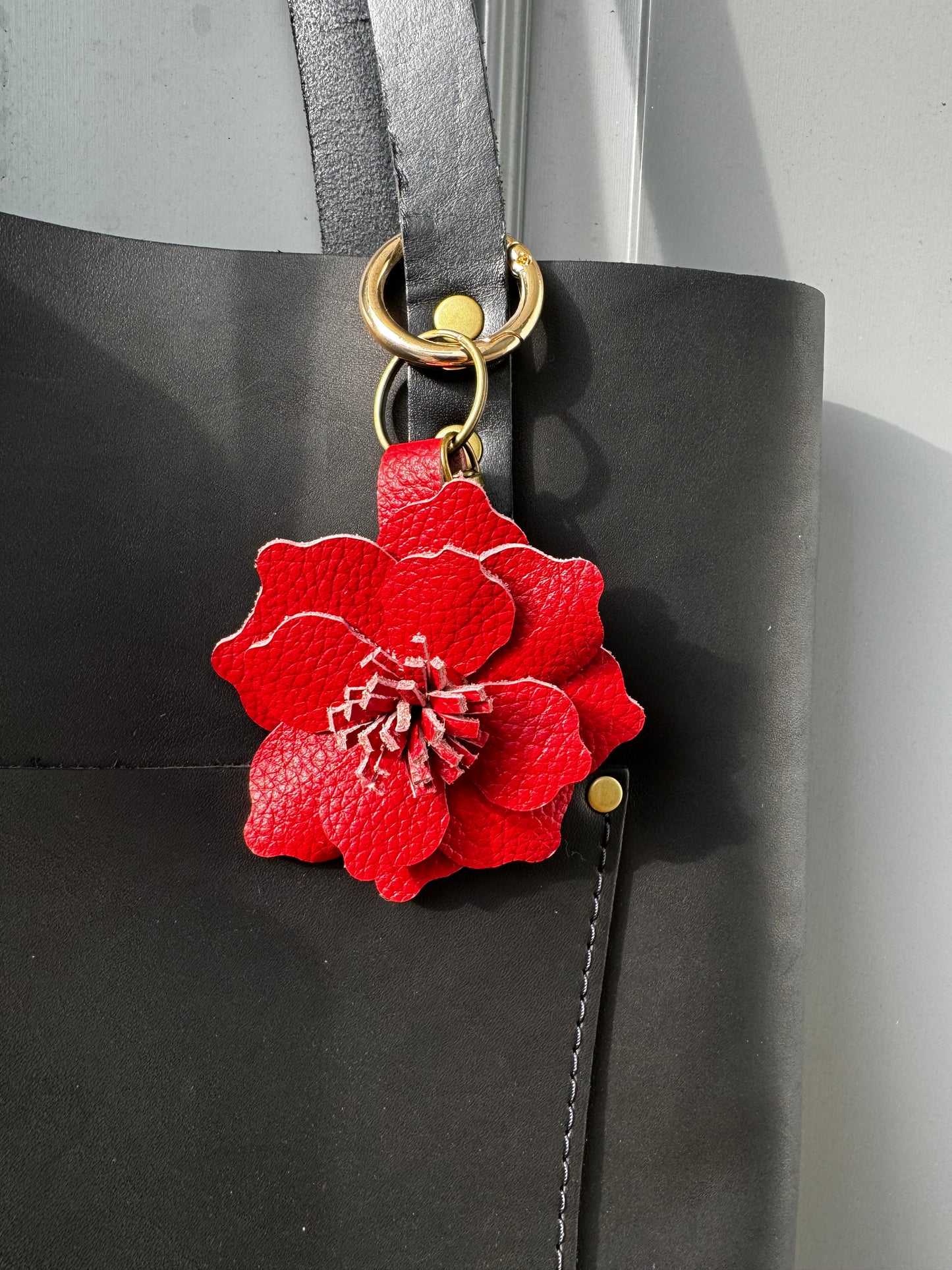 Everbloom Leather Flower Large- Red