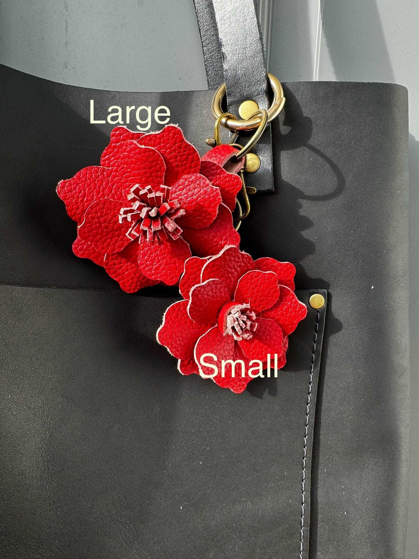 Everbloom Leather Flower Large- Red