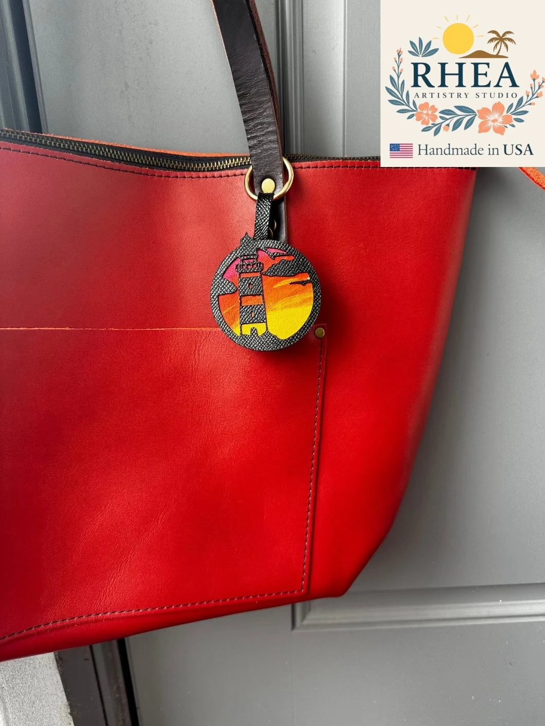 Leather Lighthouse Charm