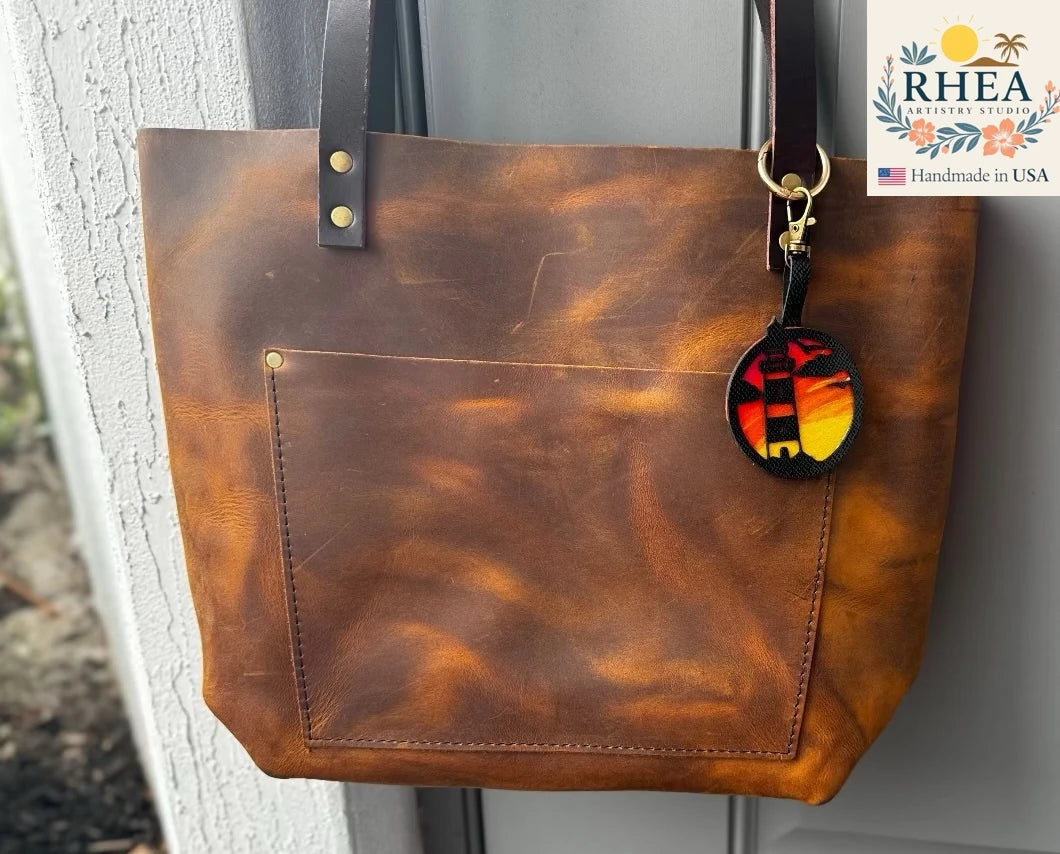 Leather Lighthouse Charm