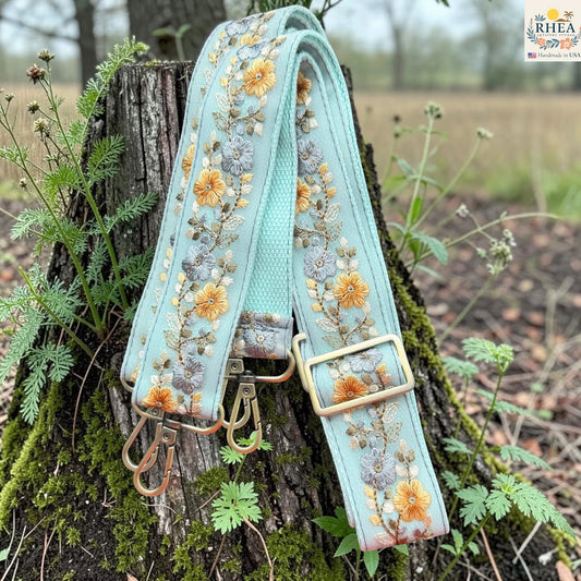 1.5-Inch Cherry Lace Blush Bloom Embroidered Crossbody Strap – Adjustable Replacement Purse Strap