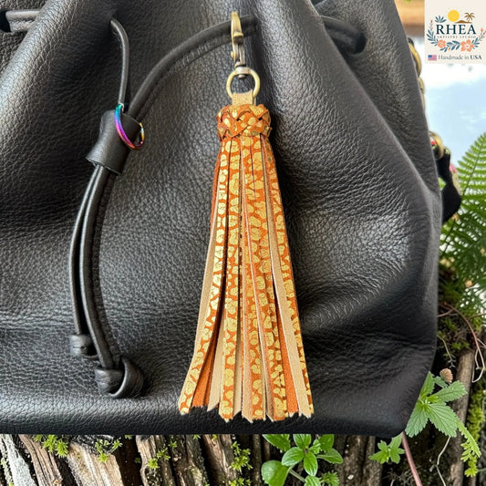Handmade Leather Tassel Bag Charms – Matte & Metallic Mix