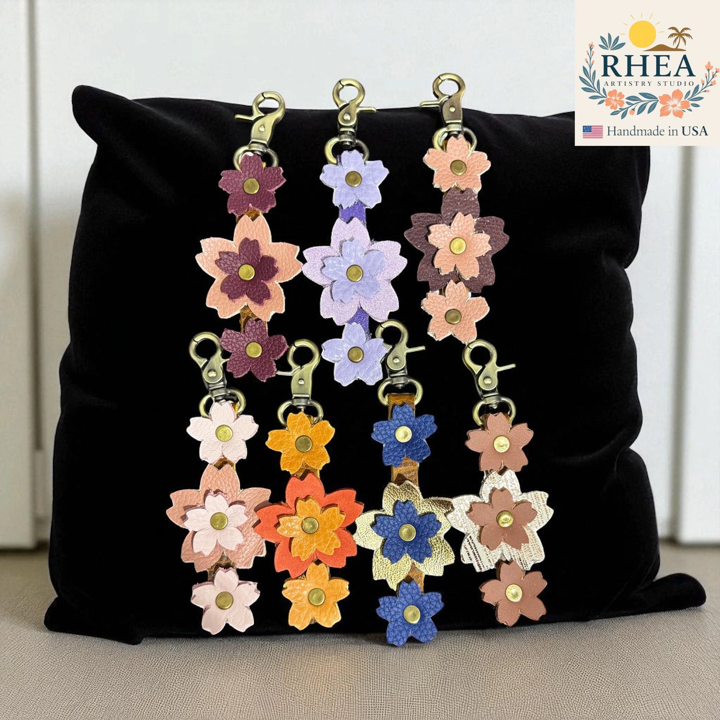 Sakura Flower | Handmade layered leather bag Charm