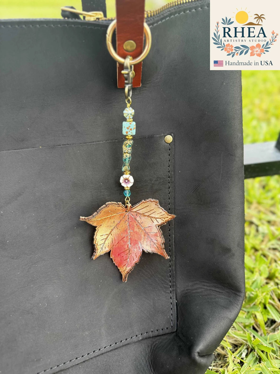 Handcrafted Fairy Forest Charm – Mermaid’s Embrace featuring oceanic floral details, artisan-made bag charm, purse accessory, and keychain.