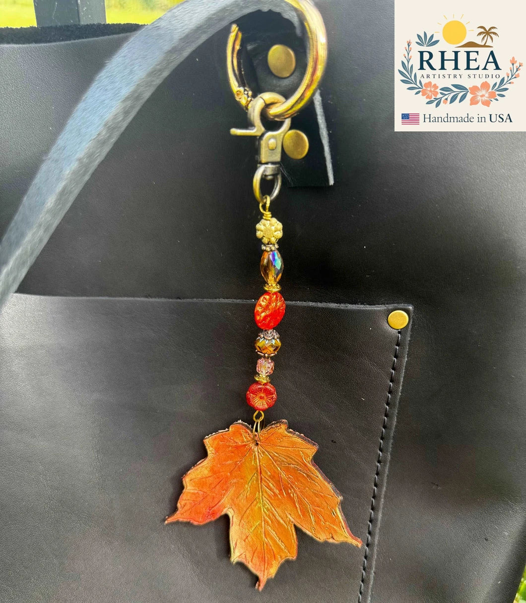 Handcrafted Fairy Forest Charm – Scarlet Meadow Magic featuring vibrant scarlet floral details, artisan-made bag charm, purse accessory, and keychain.