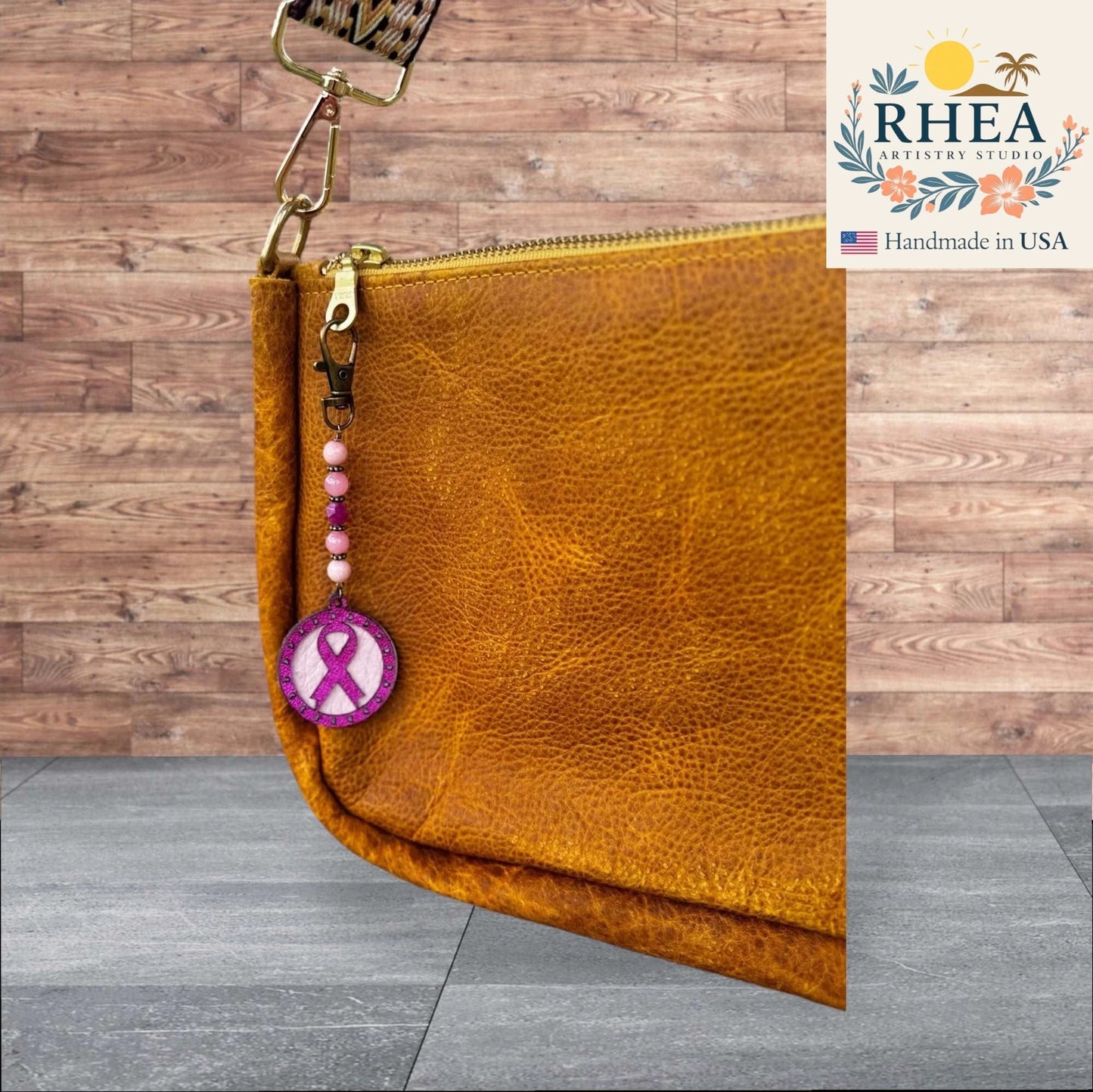 Artisan Awareness keychain charm, handmade with care as a versatile purse or bag charm that inspires reflection and awareness.