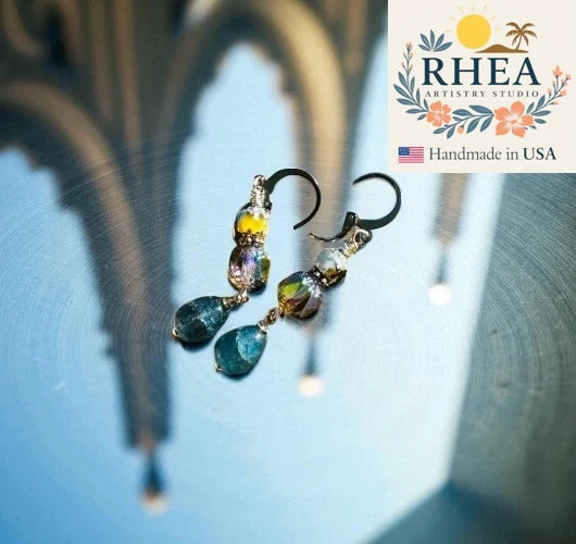 Elegant handmade Cathedral Double Silver Drop earrings with Czech beads, designed as unique artisan jewelry.