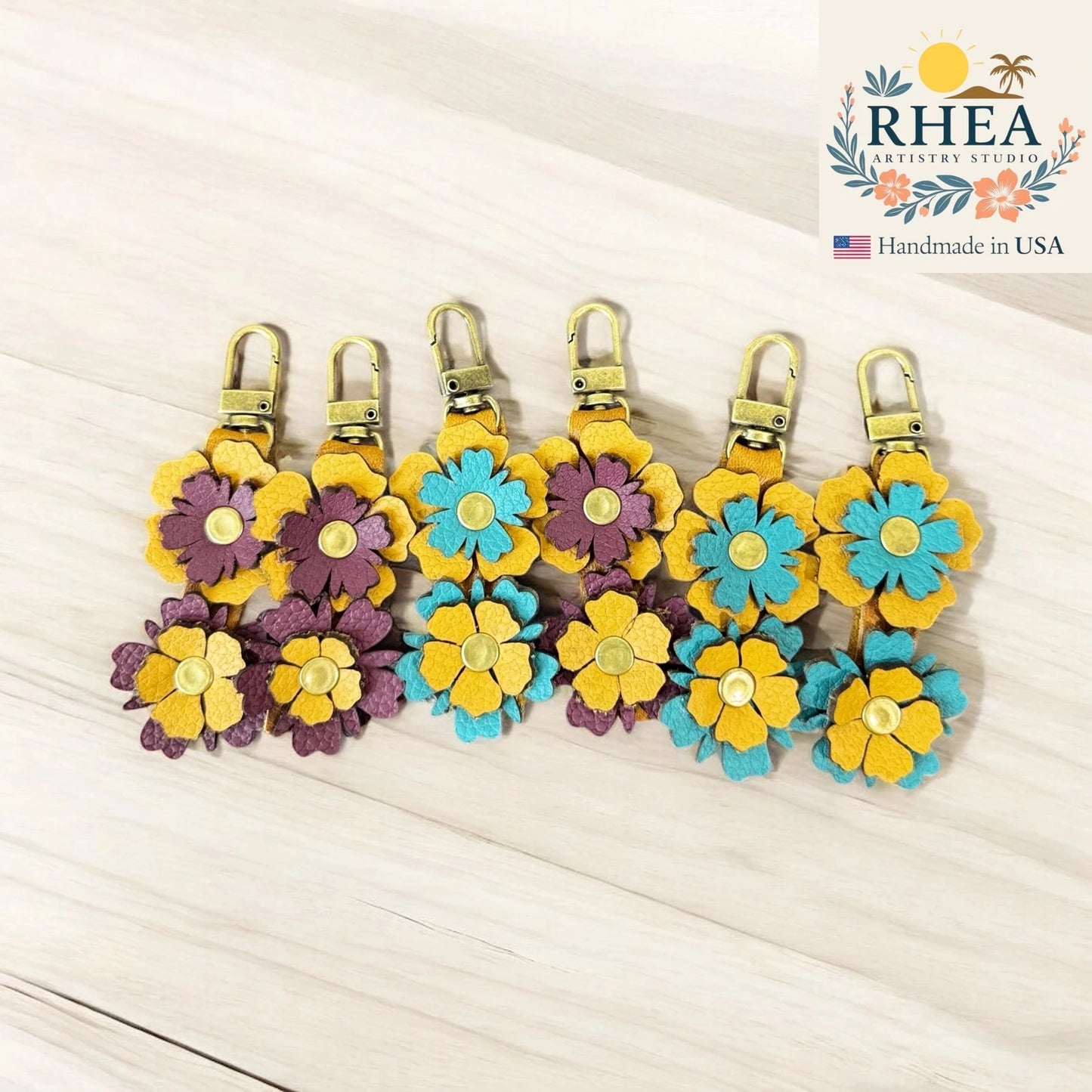 Handmade Leather Zipper Pulls – Wildflower Collection for Bags, Keys & Pouches