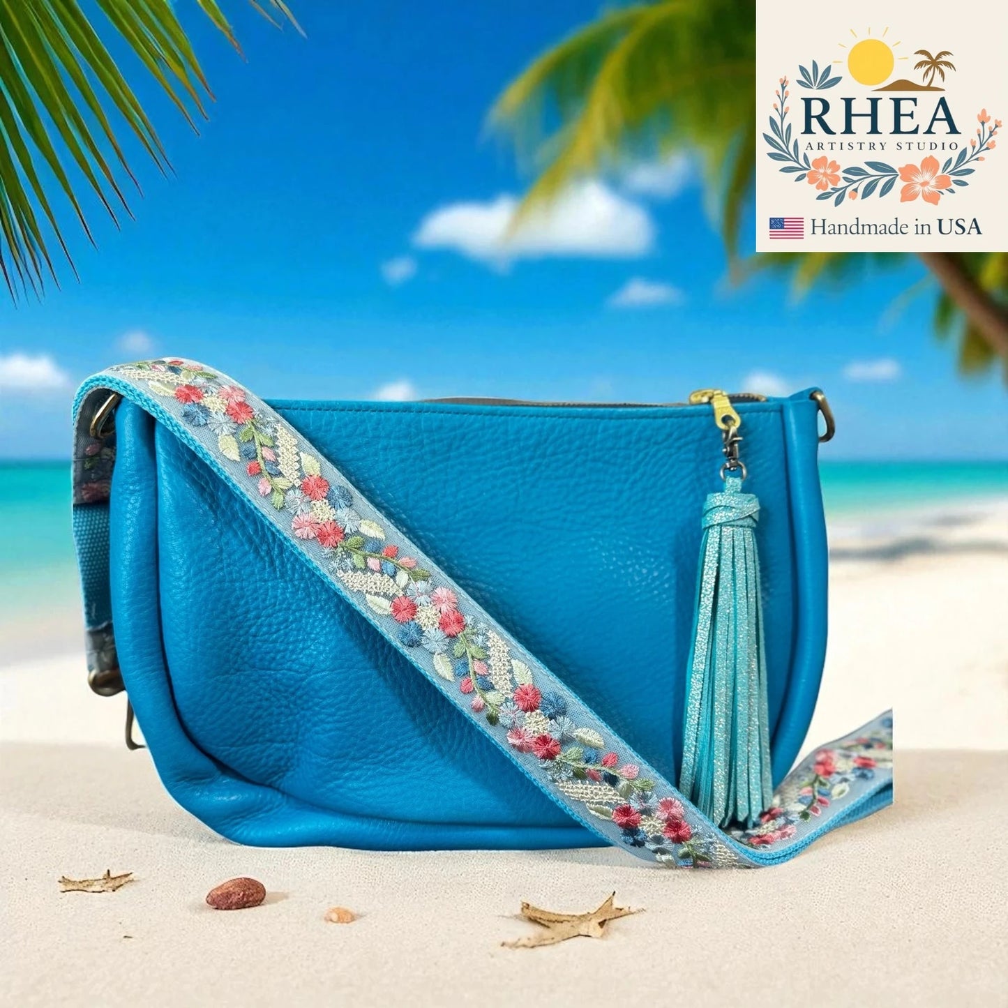 Silver Blooms Collection 1.5-inch embroidered strap with elegant silver floral patterns, handmade adjustable crossbody and shoulder bag strap.