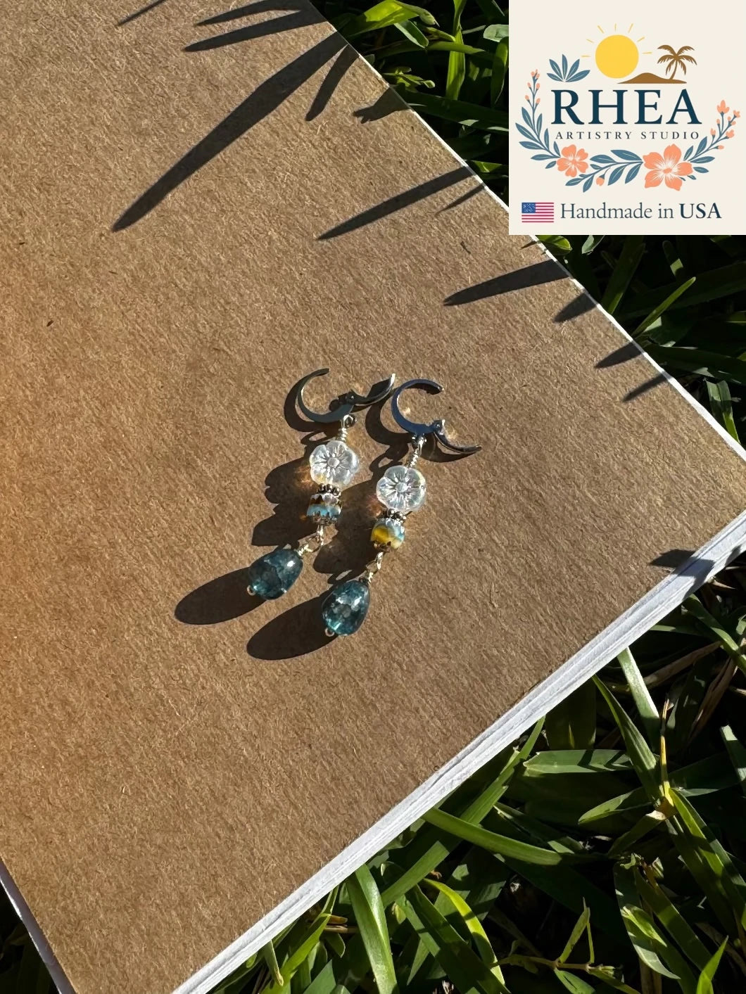 Stylish Hibiscus Cathedral Pewter Silver Drop earrings, handmade with Czech beads for a refined artisan accessory.