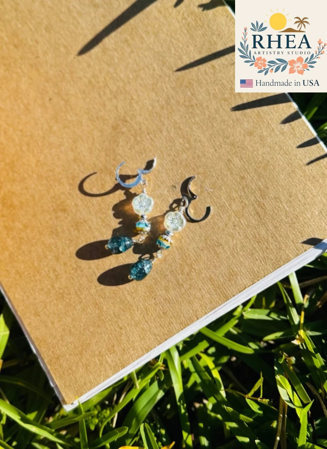 Stylish Hibiscus Cathedral Silver Drop earrings, handmade with Czech beads for a refined artisan accessory.