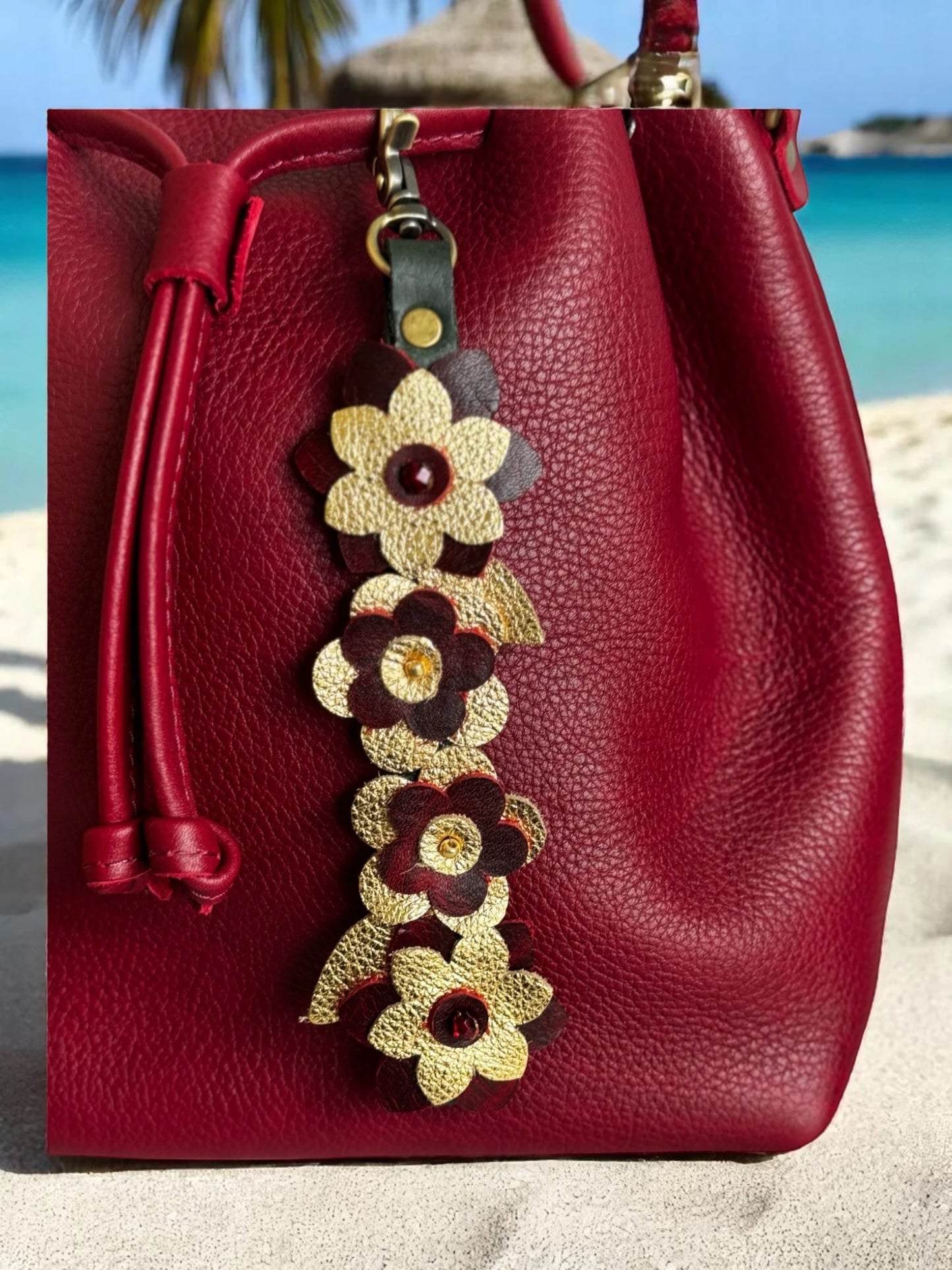 Layered leather flower details on trendy LeatherCharm