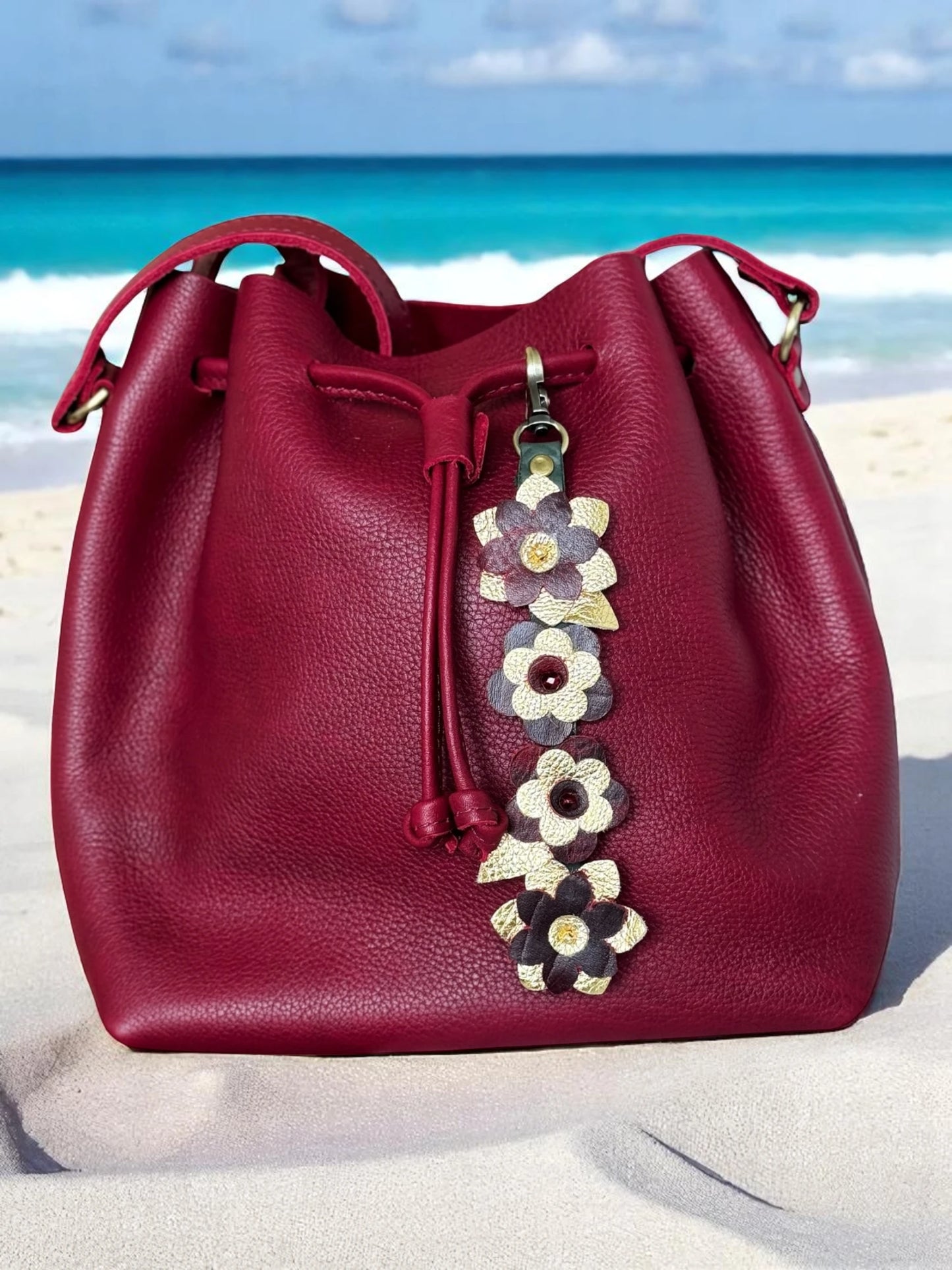 Functional LeatherCharm styled with keys and accessories