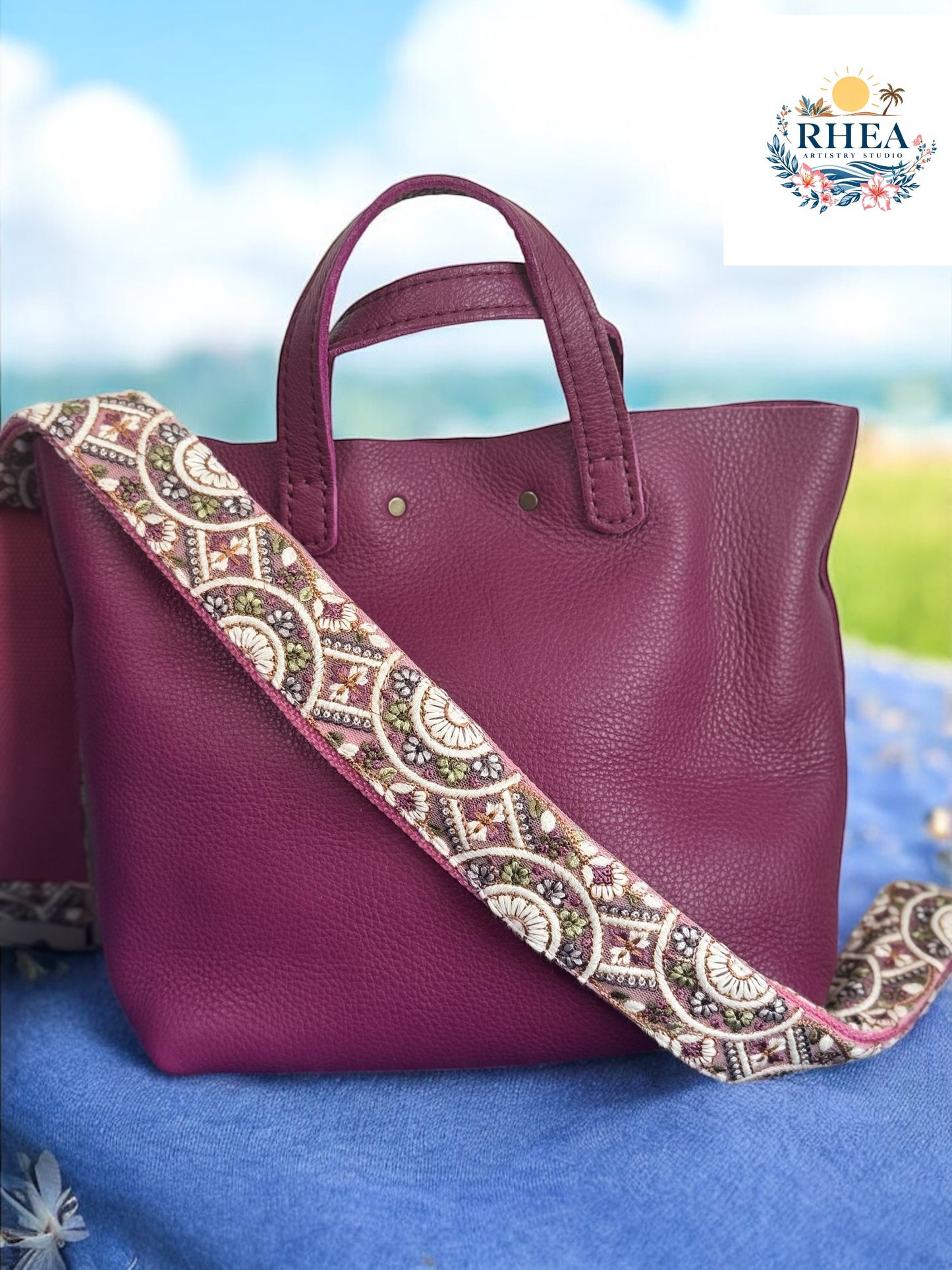 Dewberry Bloom Purse Strap – 2-Inch Embroidered & Adjustable