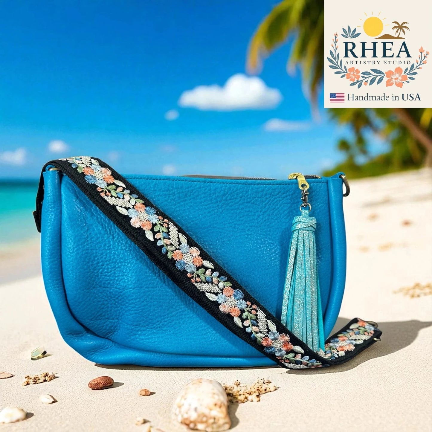 Handcrafted Silver Blooms Embroidered Bag Strap featuring soft silver floral embroidery on a 1.5-inch strap, artisan-made crossbody accessory.