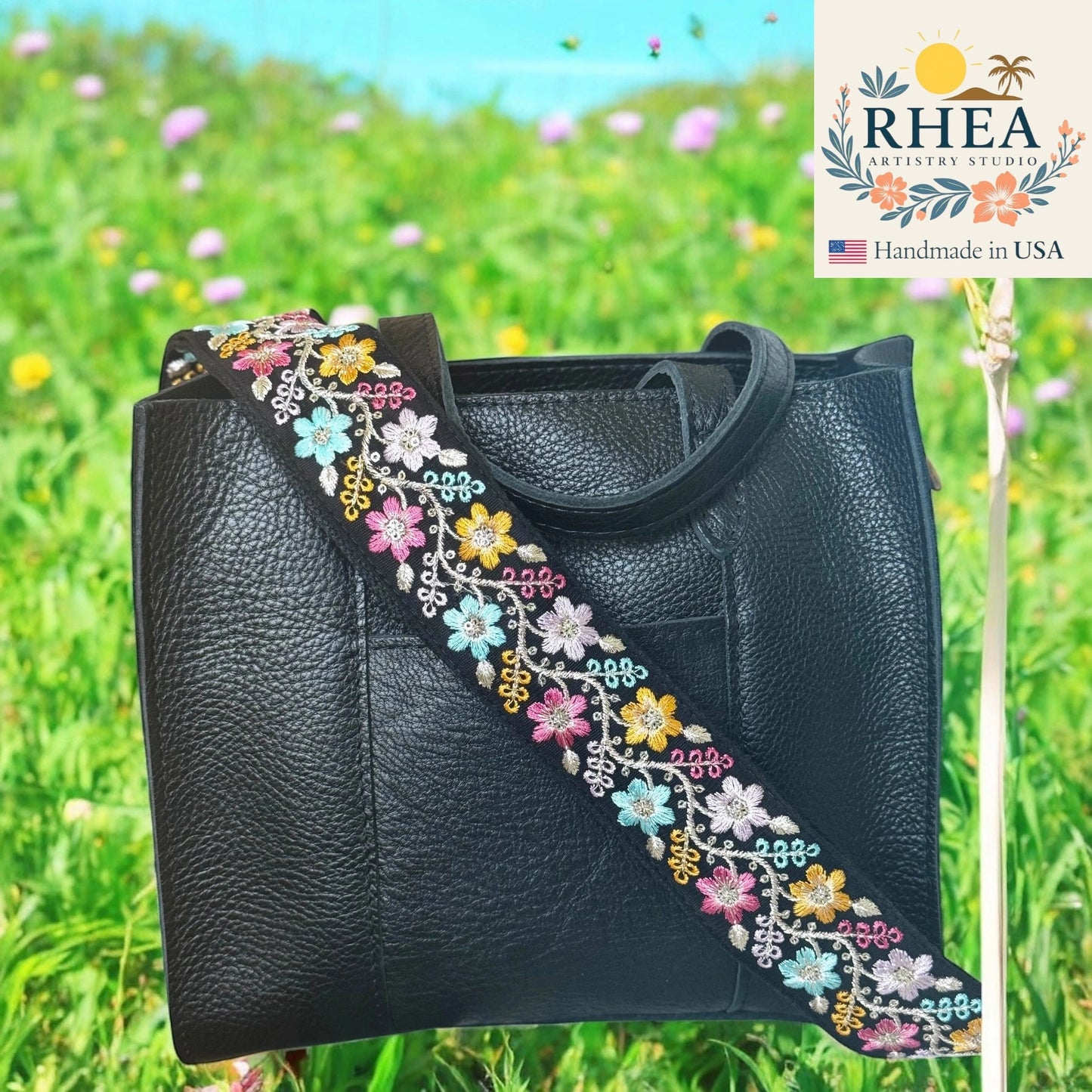 Spring Vernal | Wildflower Embroidered Bag Strap