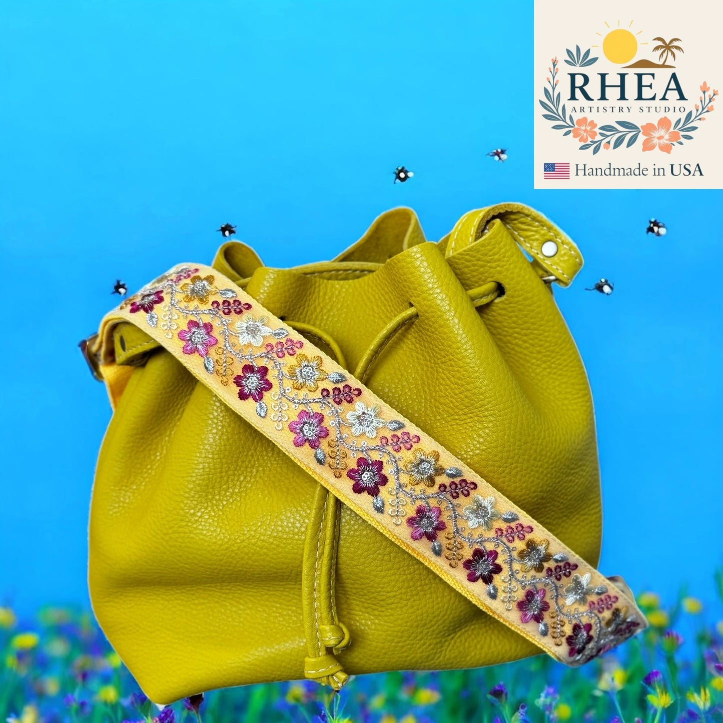Spring Vernal | Wildflower Embroidered Bag Strap