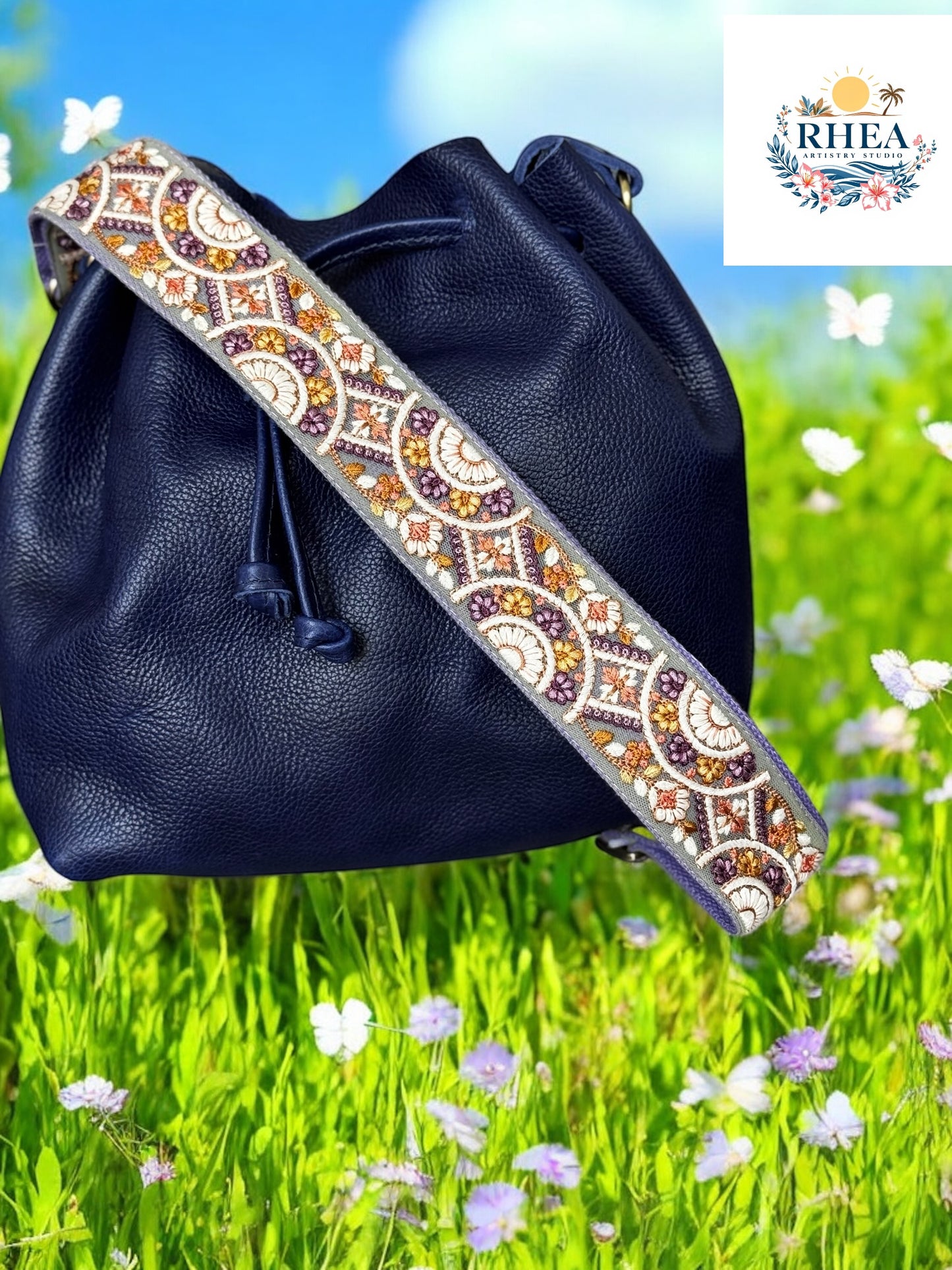 Dewberry Bloom Purse Strap – 2-Inch Embroidered & Adjustable