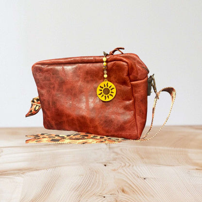 Handcrafted Sun Charm with Yellow Gemstone Beads & Copper Contrast | Versatile Keychain & Accessory