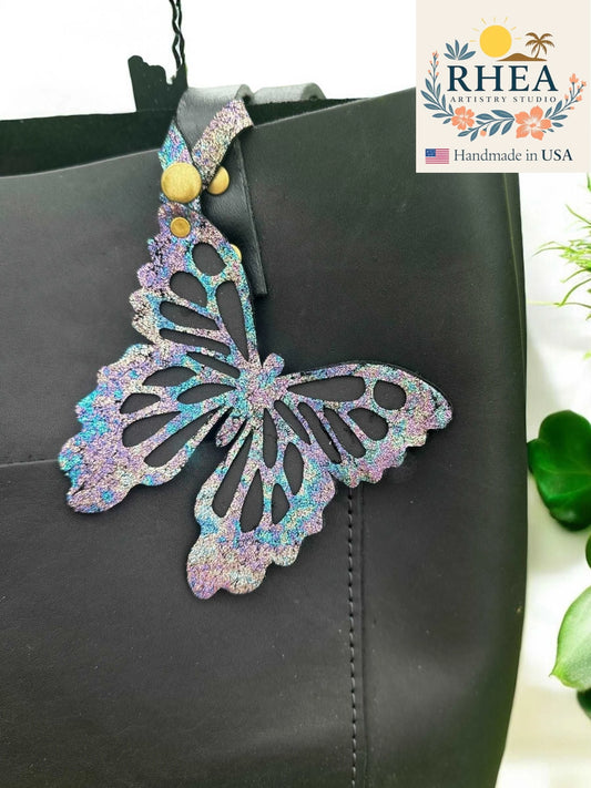 Colorful Butterfly Leather Charm with Metallic & Iridescent Finish