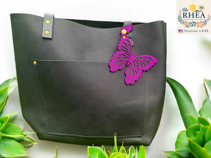 Colorful Butterfly Leather Charm with Metallic & Iridescent Finish