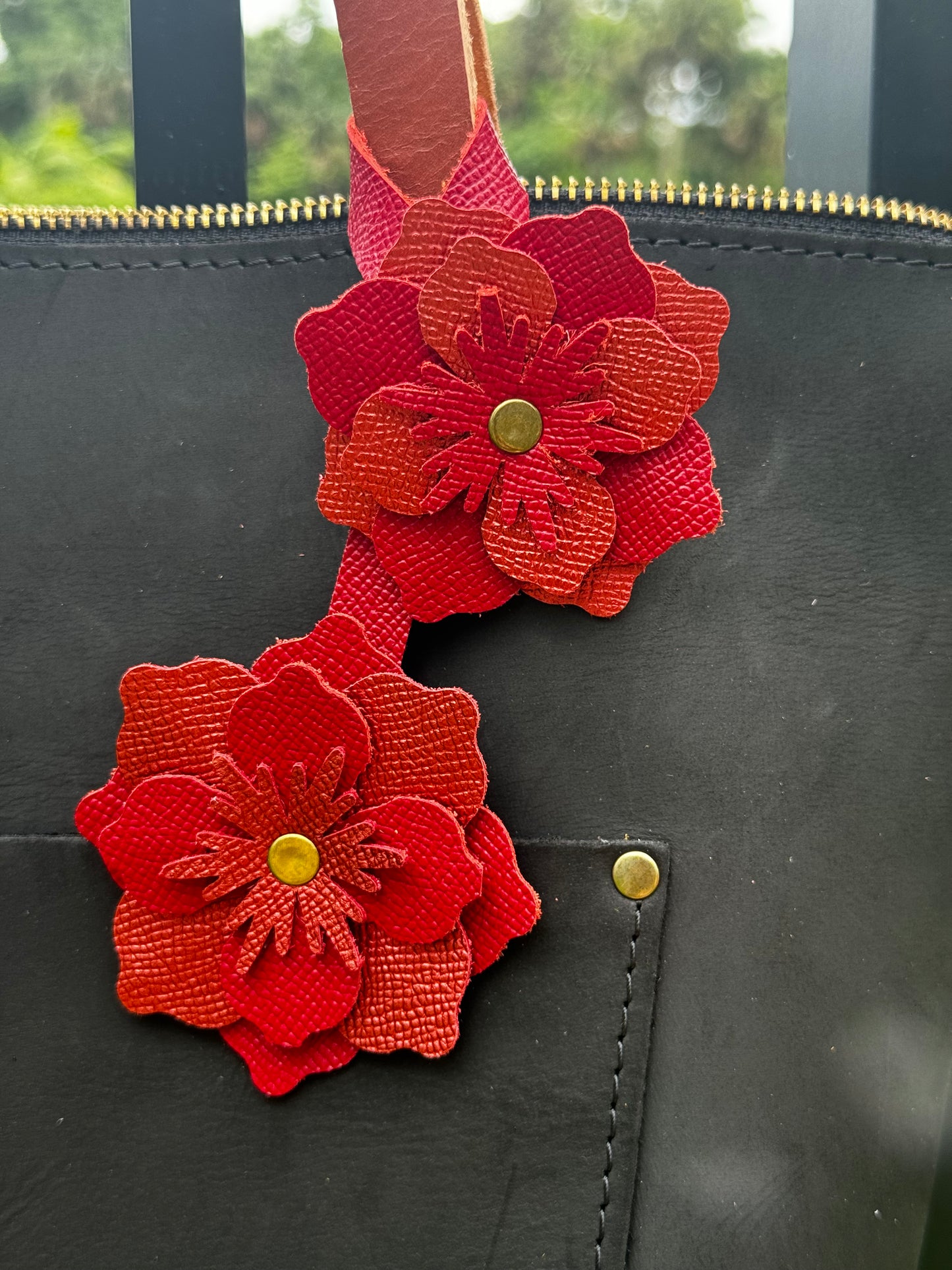 Everbloom Leather Flower - Red and Brick Red