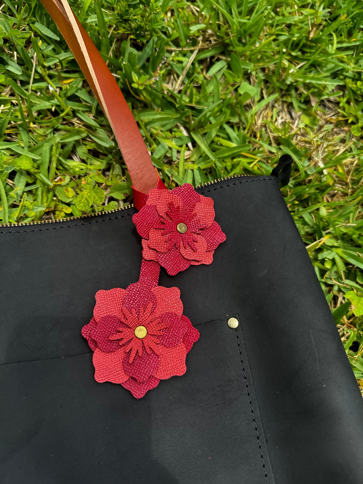 Everbloom Leather Flower - Red and Brick Red