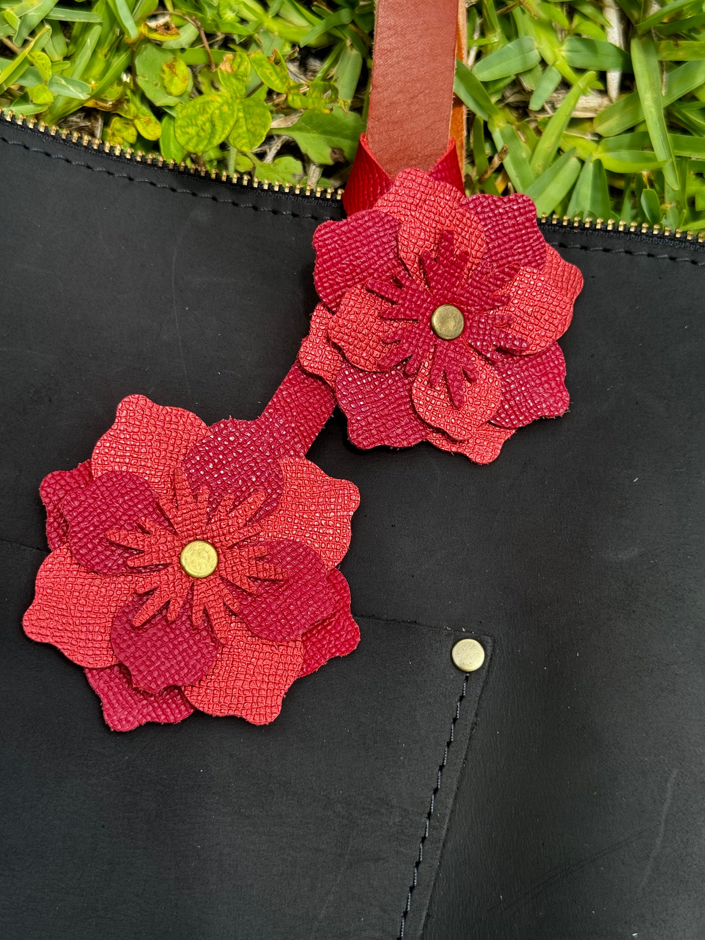 Everbloom Leather Flower - Red and Brick Red