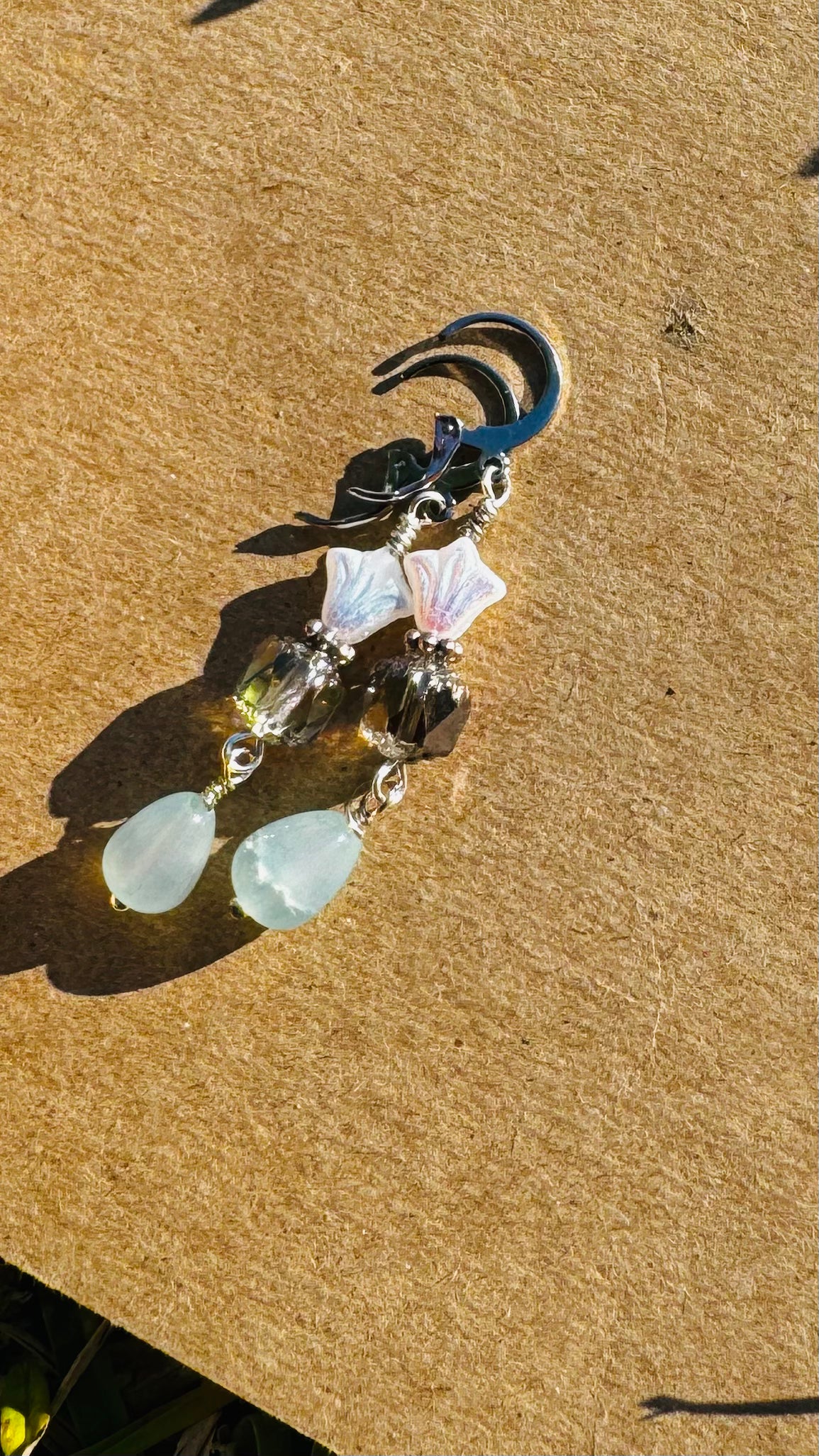 Three Petal Cathedral Pewter Drop Earrings