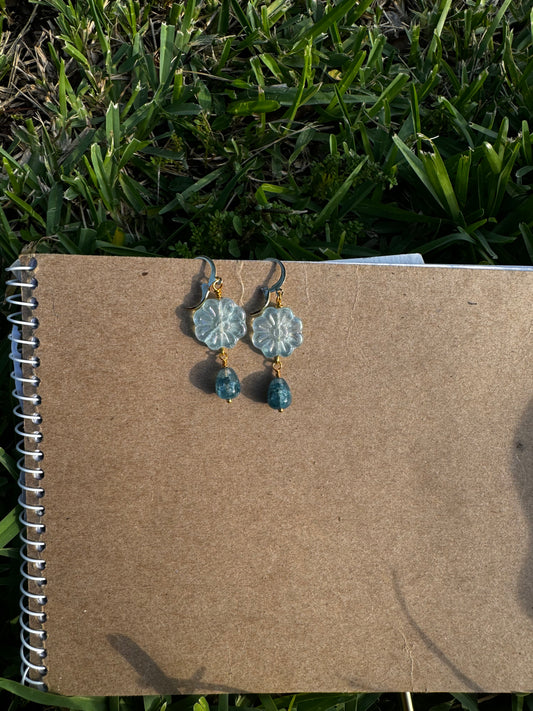 Daisy Blue Gold Drop Earrings