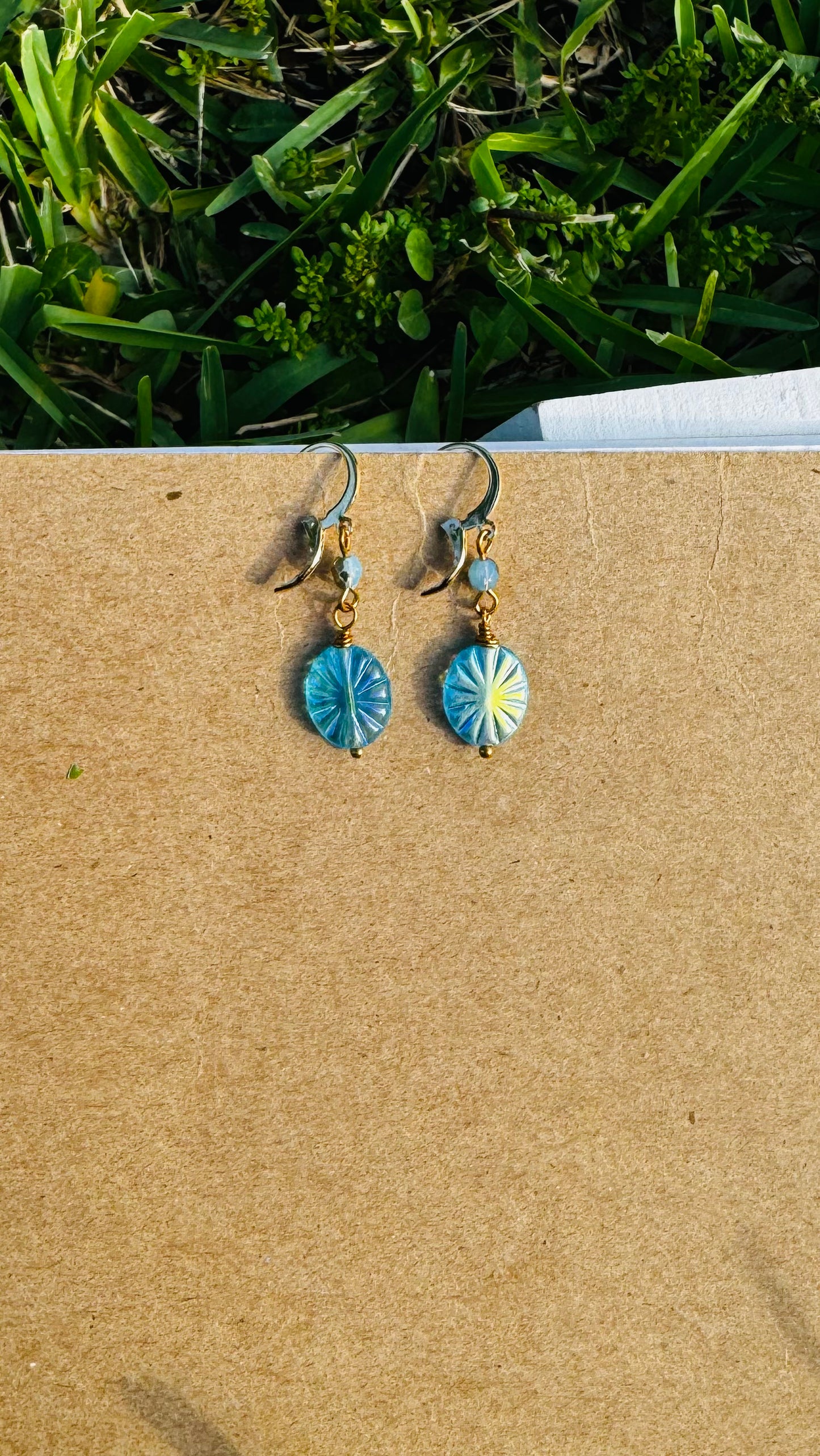 Starburst Oval Blue Earrings