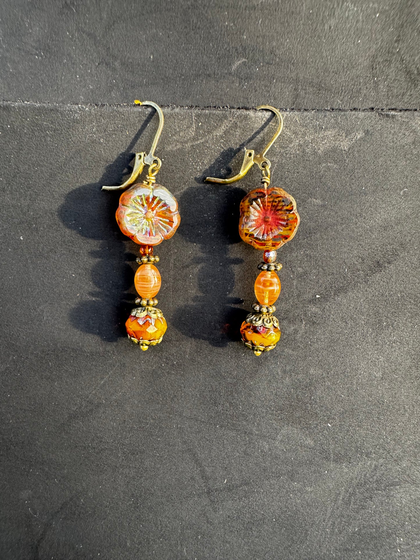 Mustard Hibiscus Drop Earrings