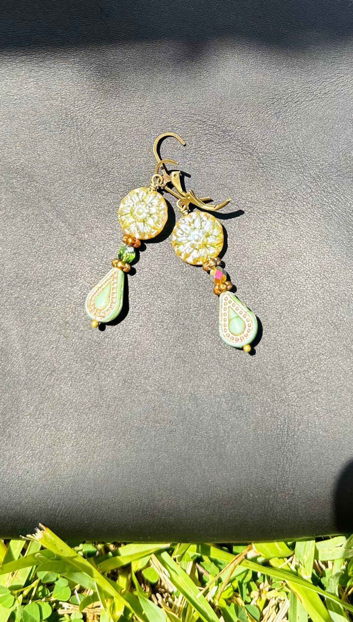 Green Dahlia Earrings