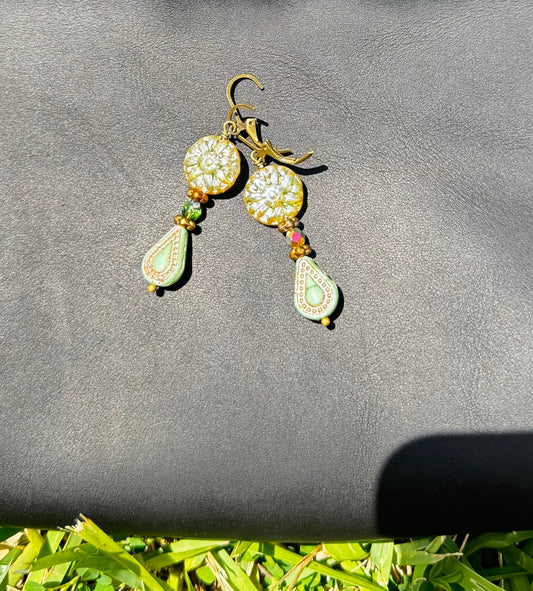 Green Dahlia Earrings