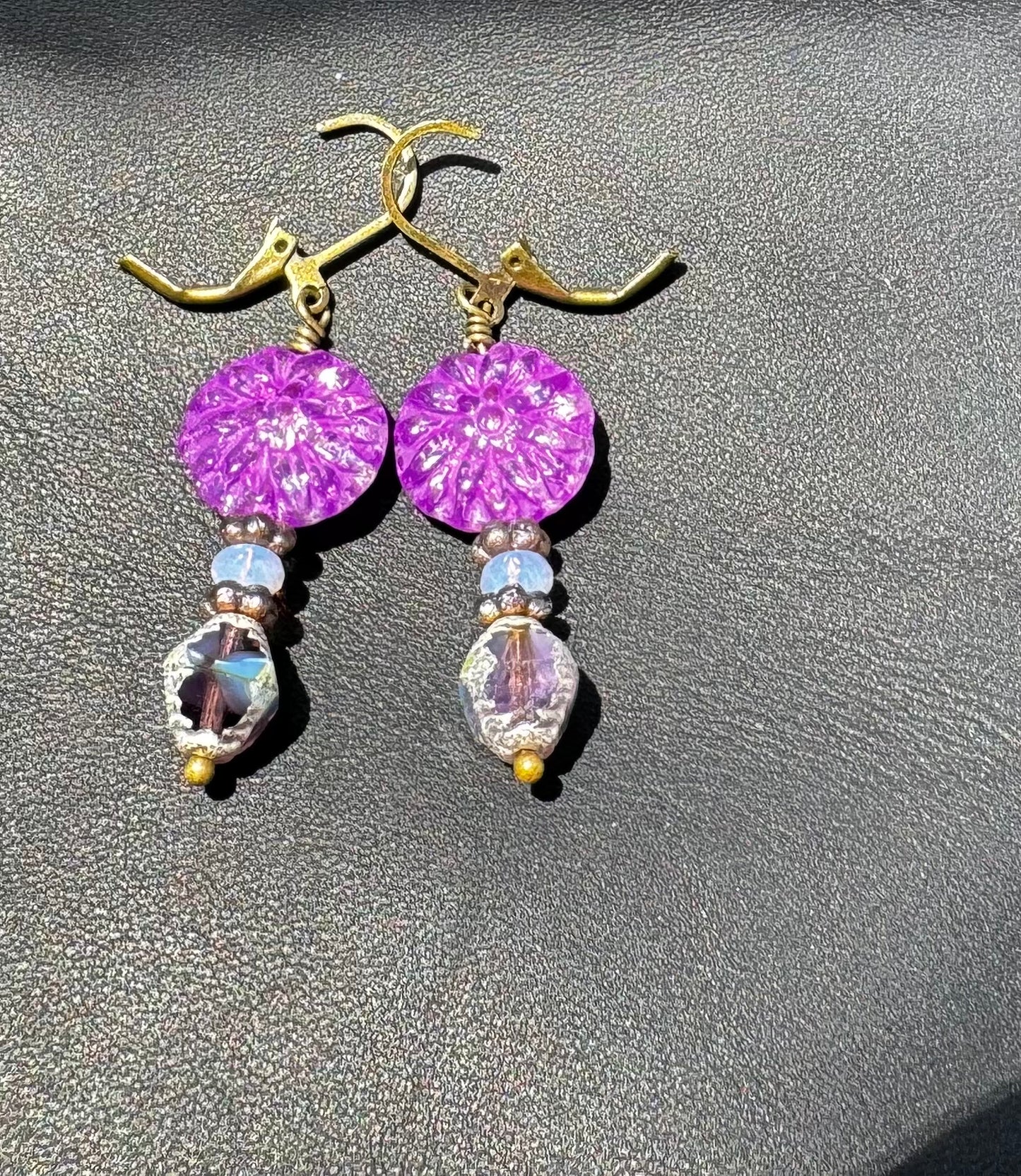 Purple Dahlia Earrings