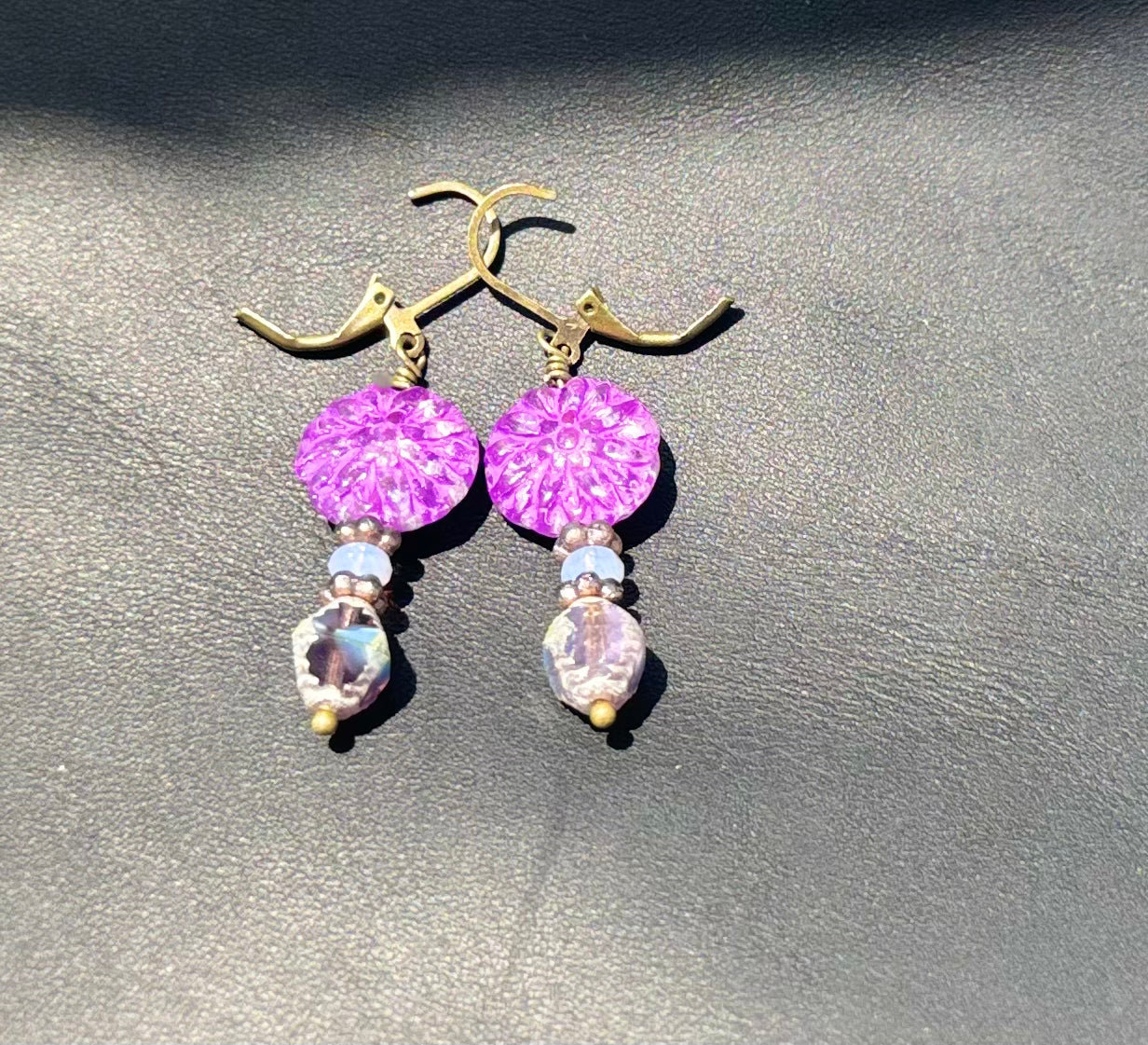 Purple Dahlia Earrings