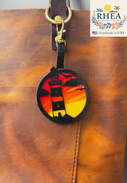 Leather Lighthouse Charm