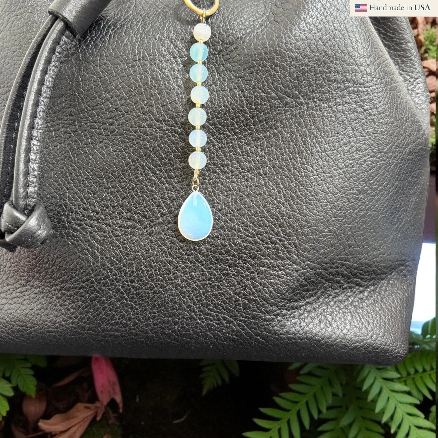 Handmade Gemstone & Glass Beaded Bag Charm – Rhea Artistry Studio