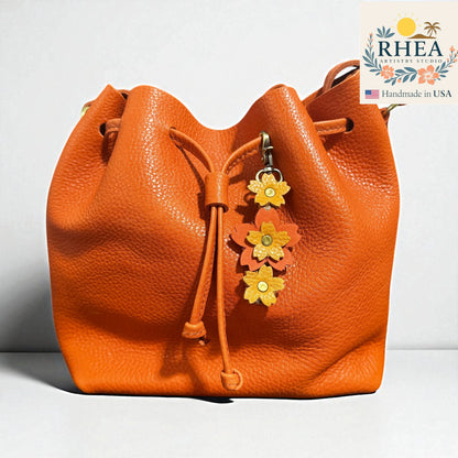 Sakura Flower | Handmade layered leather bag Charm