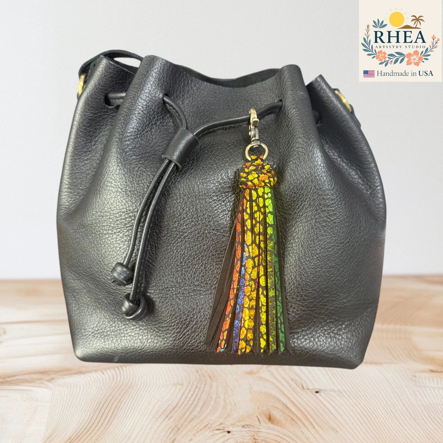 Handcrafted Leather Tassel Keychain with double braid detail | Sparkly Bag Charm & Sensory Fidget Accessory