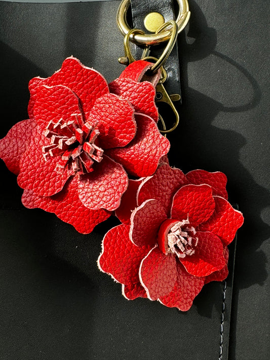 Everbloom Leather Flower Large- Red