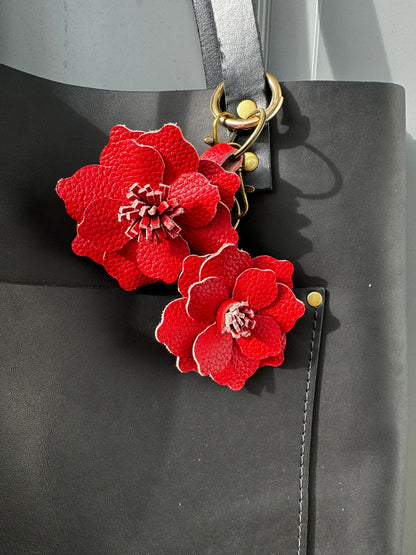 Everbloom Leather Flower Large- Red