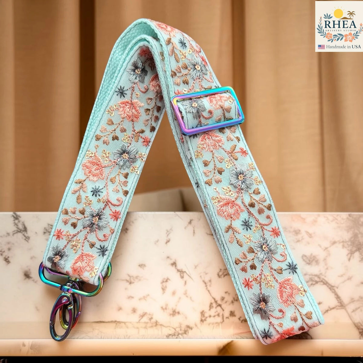 1.5-Inch Seabloom Drift Embroidered Crossbody Strap – Adjustable Replacement Purse Strap