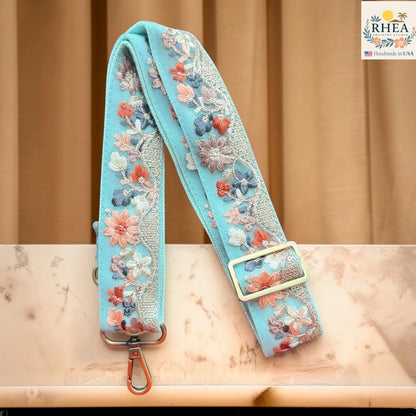 1.5-Inch Silver Vine Embroidered Crossbody Strap – Adjustable Replacement Purse Strap