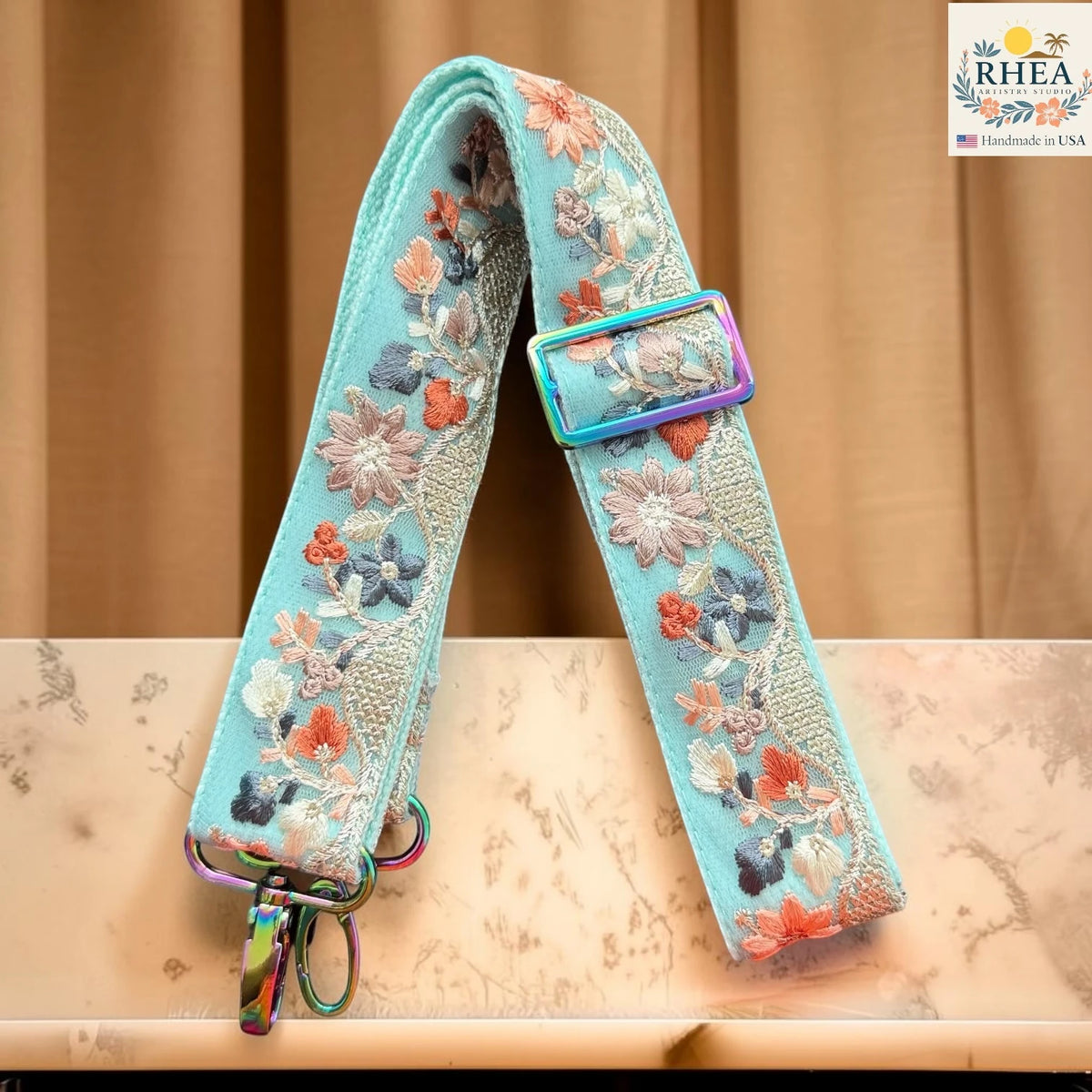 1.5-Inch Silver Vine Embroidered Crossbody Strap – Adjustable Replacement Purse Strap