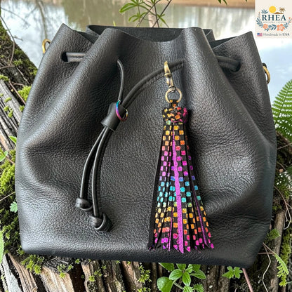 Handmade Leather Tassel Bag Charms – Matte & Metallic Mix