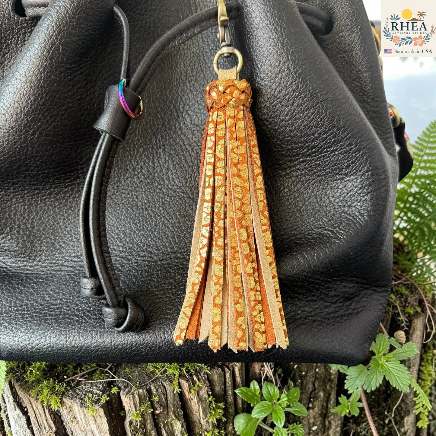Handmade Leather Tassel Bag Charms – Matte & Metallic Mix