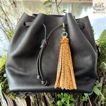 Handmade Leather Tassel Bag Charms – Matte & Metallic Mix