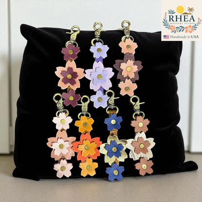 Sakura Flower | Handmade layered leather bag Charm